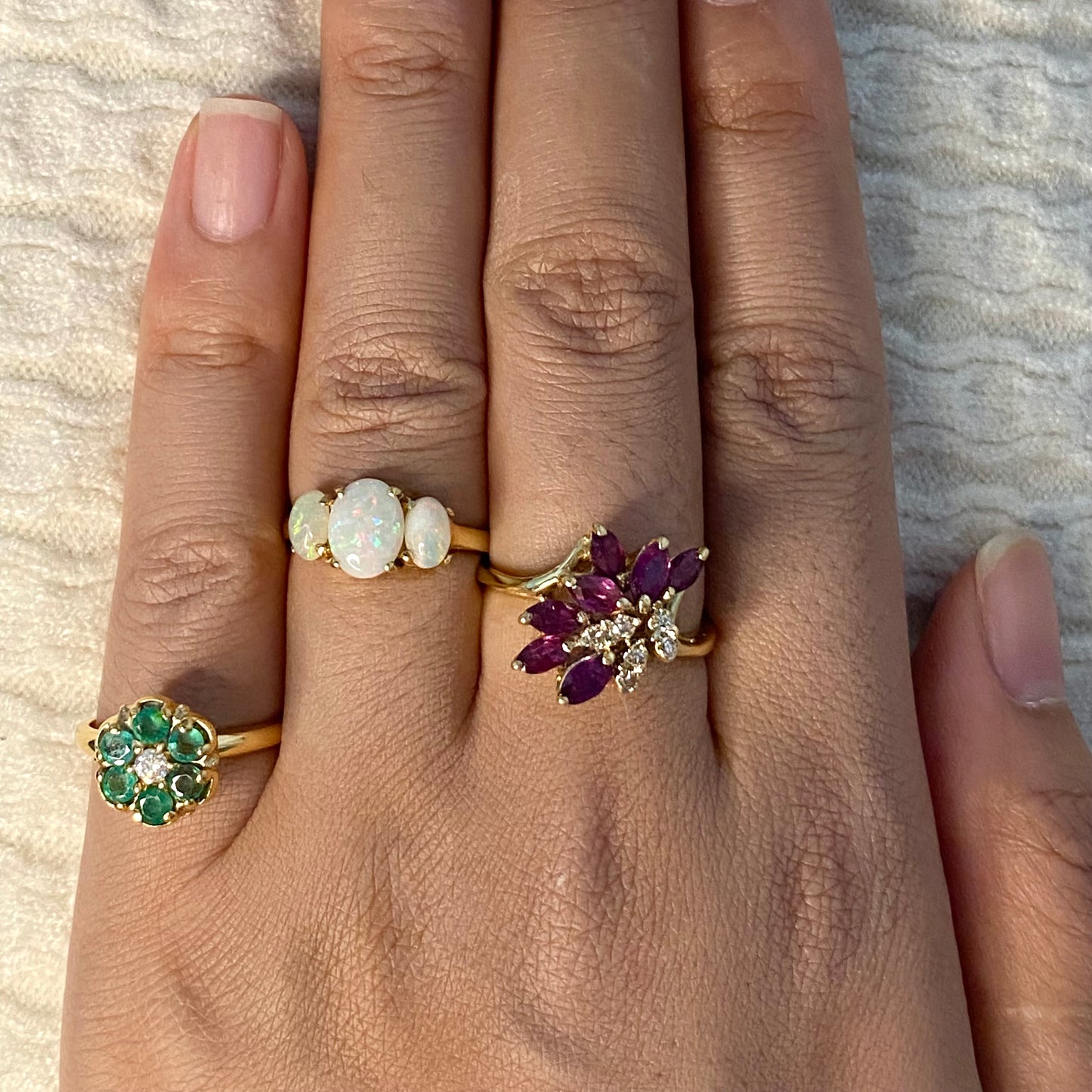 Marquise ruby cluster ring