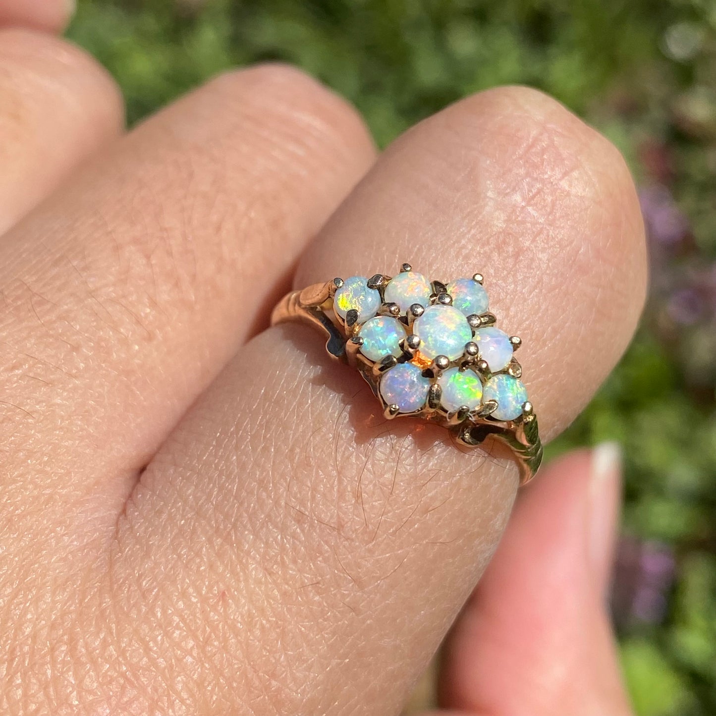 Vintage gold opal cluster ring