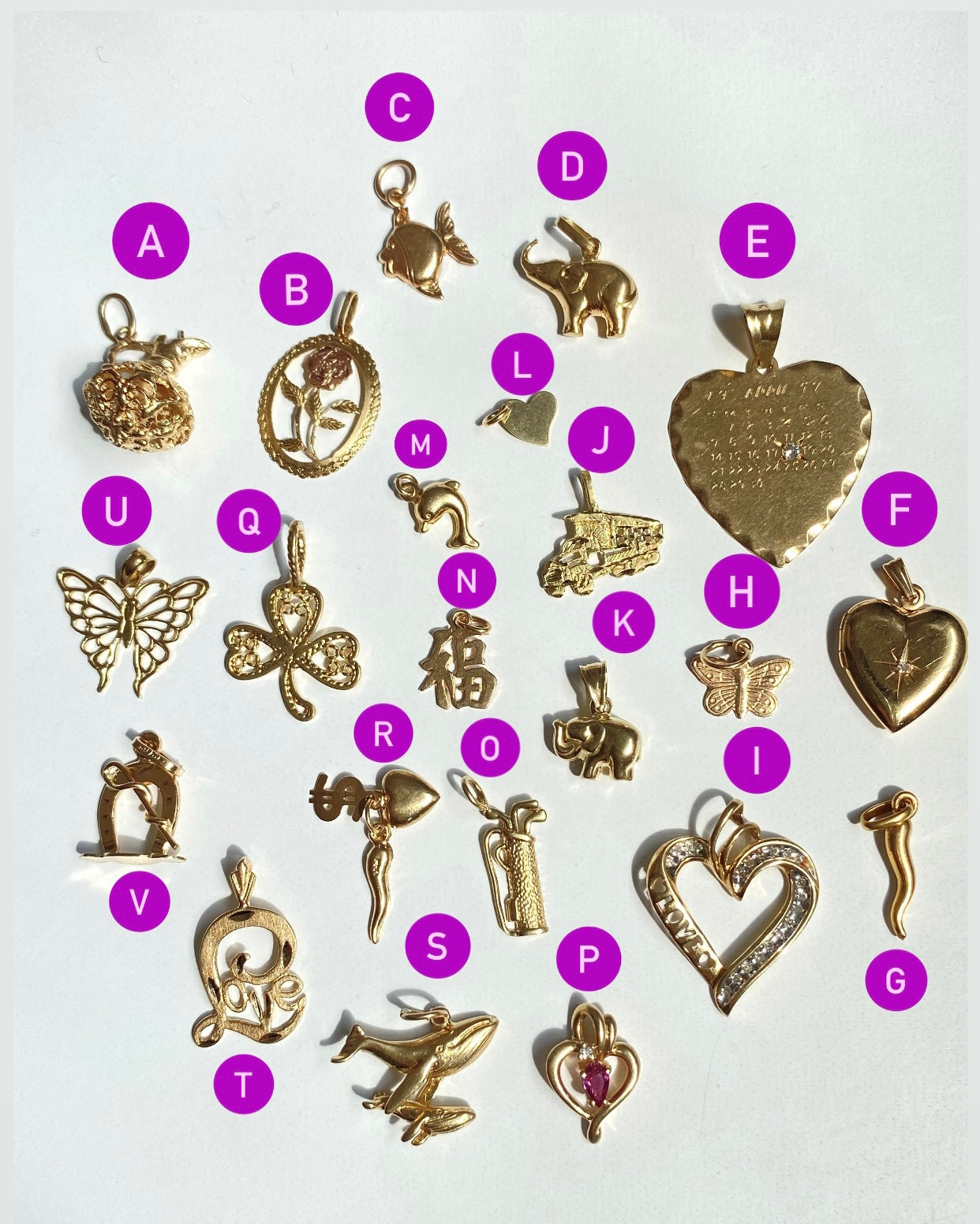 Small gold pendants/charms