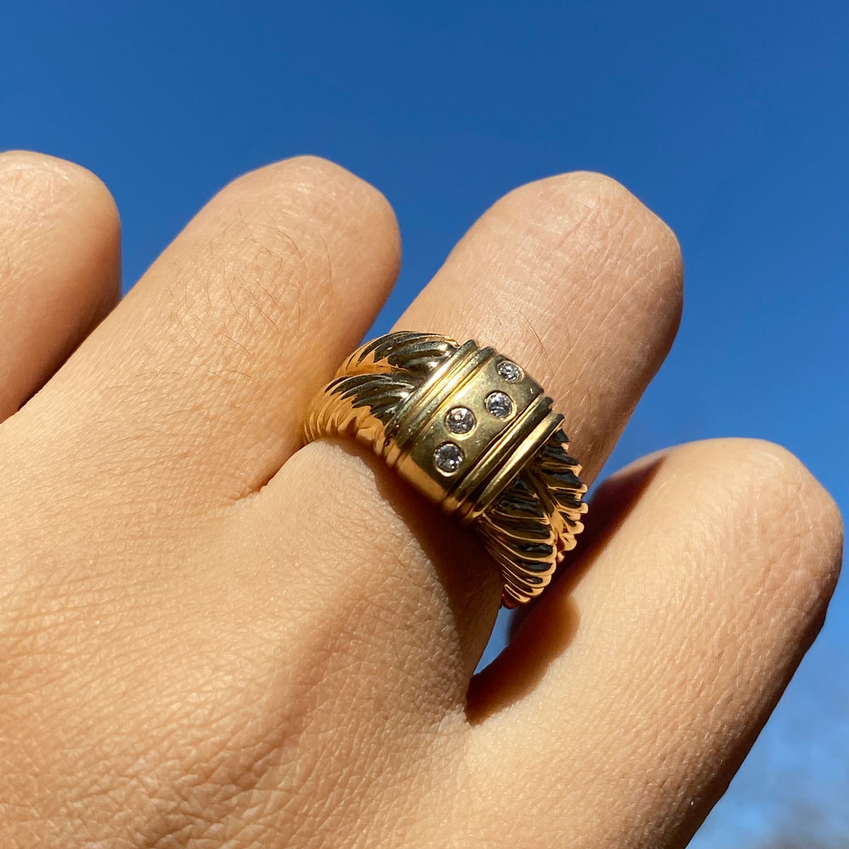 Heavy Ring Heavy gold diamond rope ring – Golden Dream Jewels