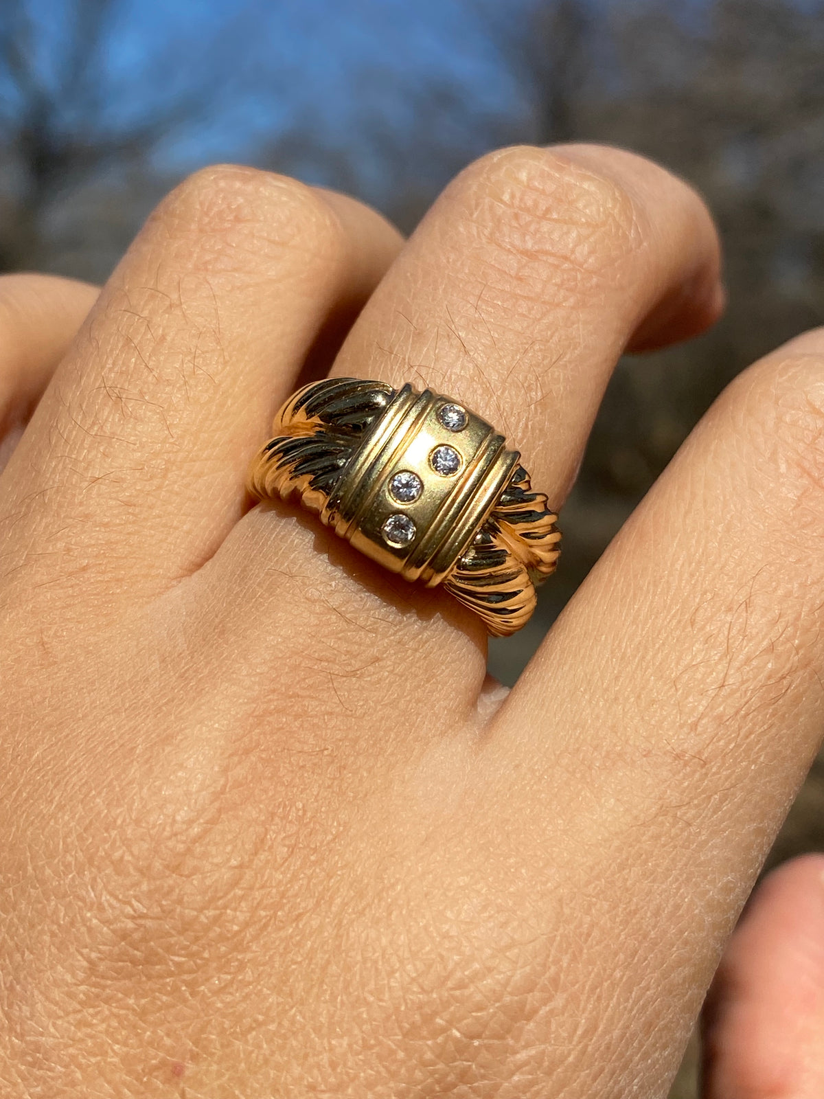 Heavy Ring Heavy gold diamond rope ring – Golden Dream Jewels