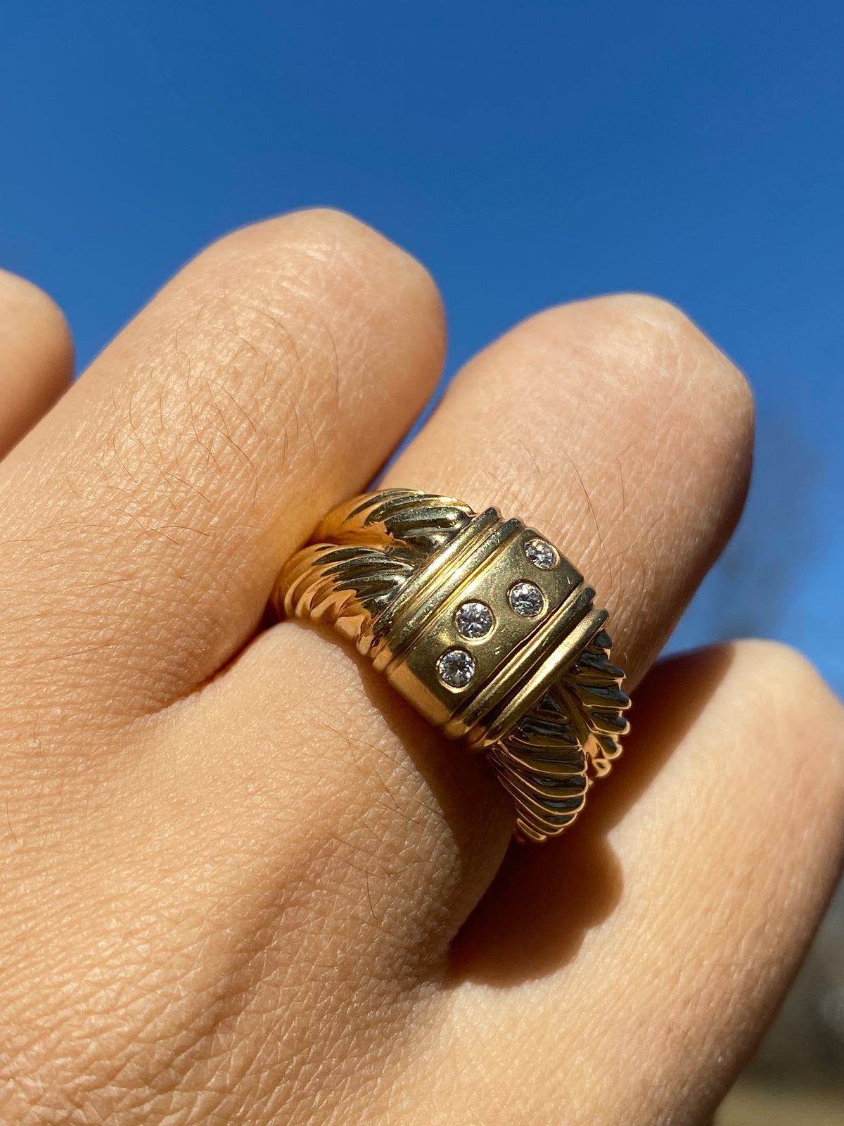 Heavy Ring Heavy gold diamond rope ring – Golden Dream Jewels