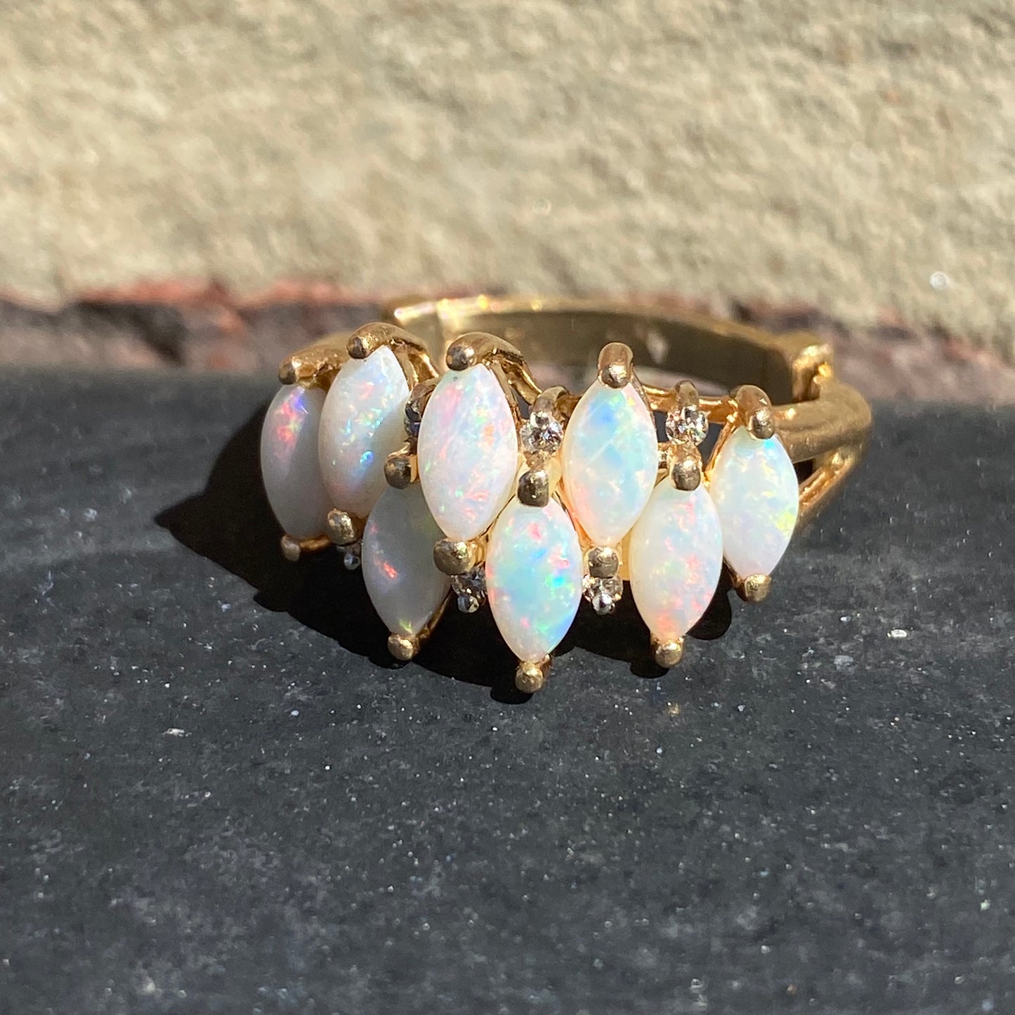 Marquise opal cluster ring