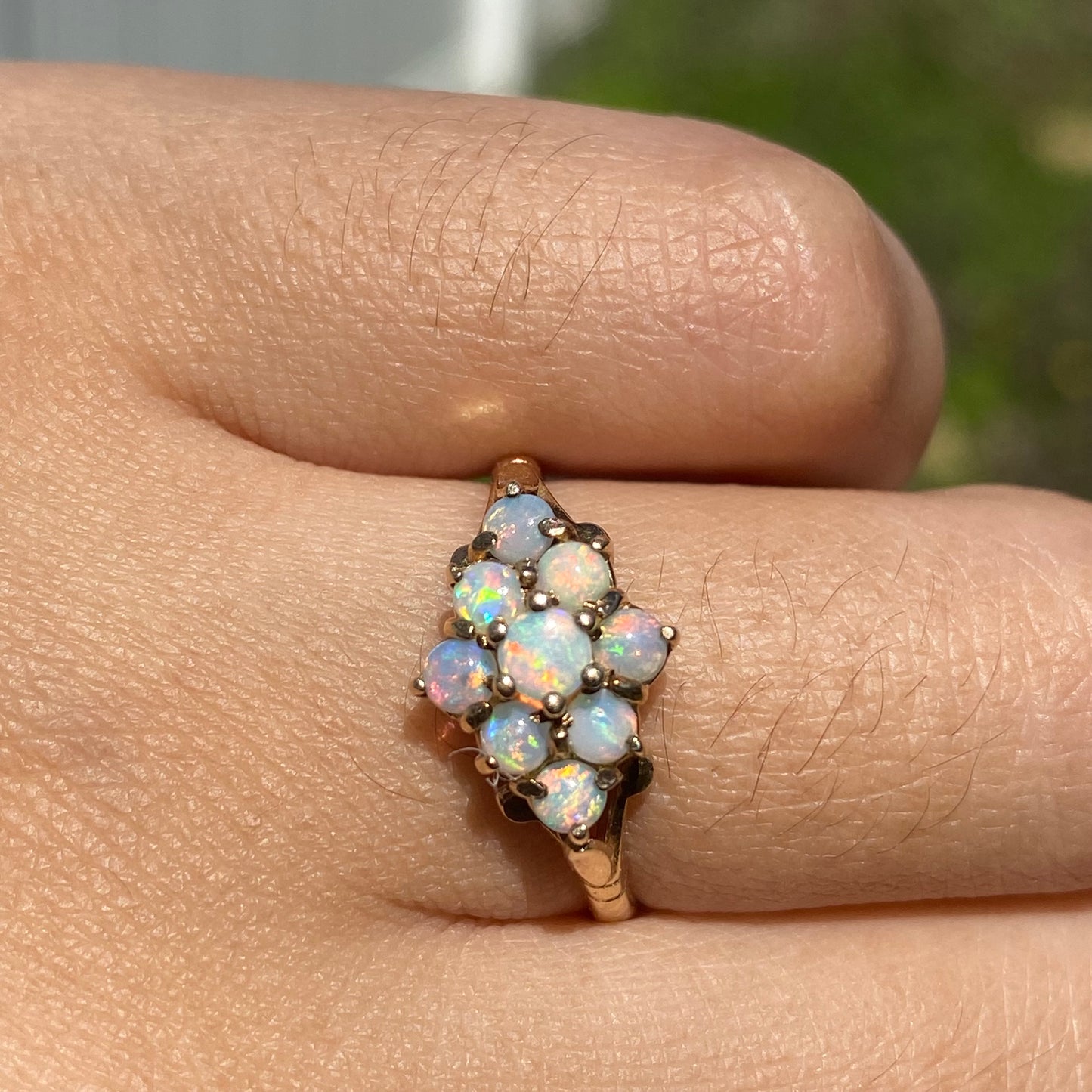 Vintage gold opal cluster ring