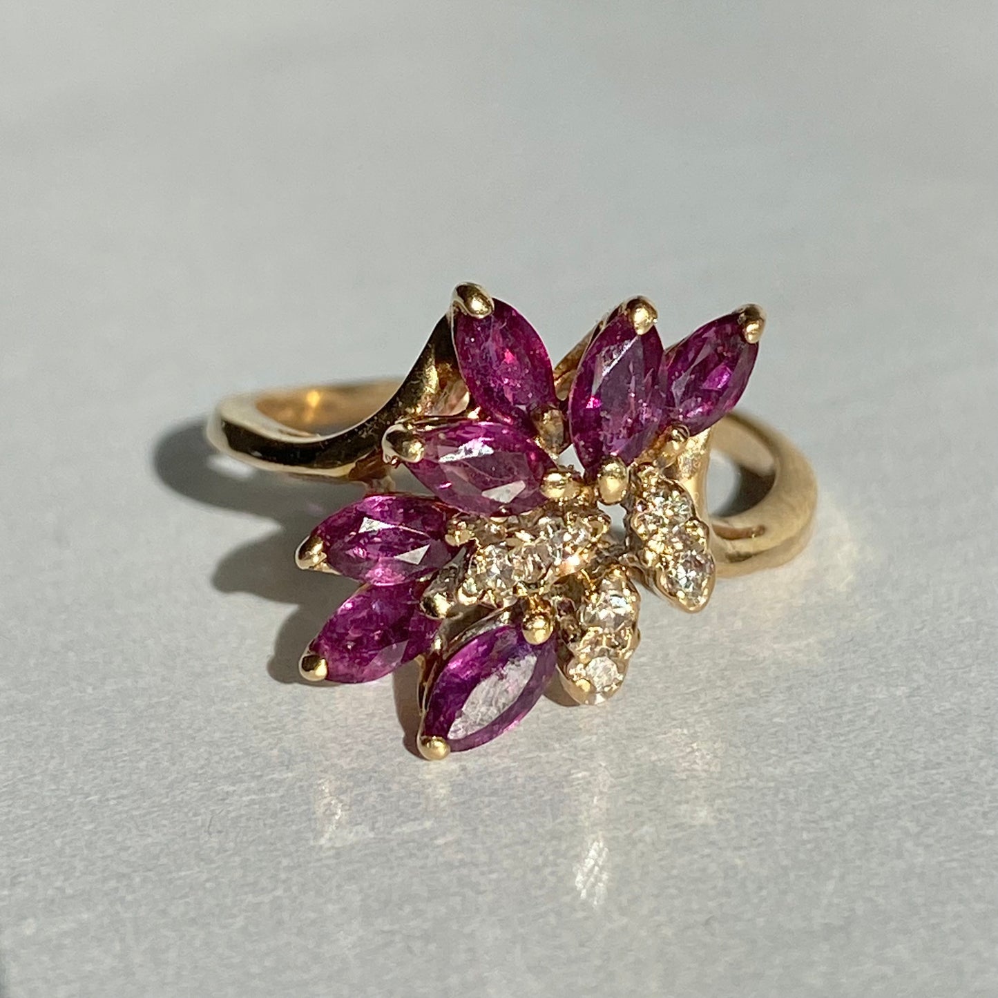 Marquise ruby cluster ring