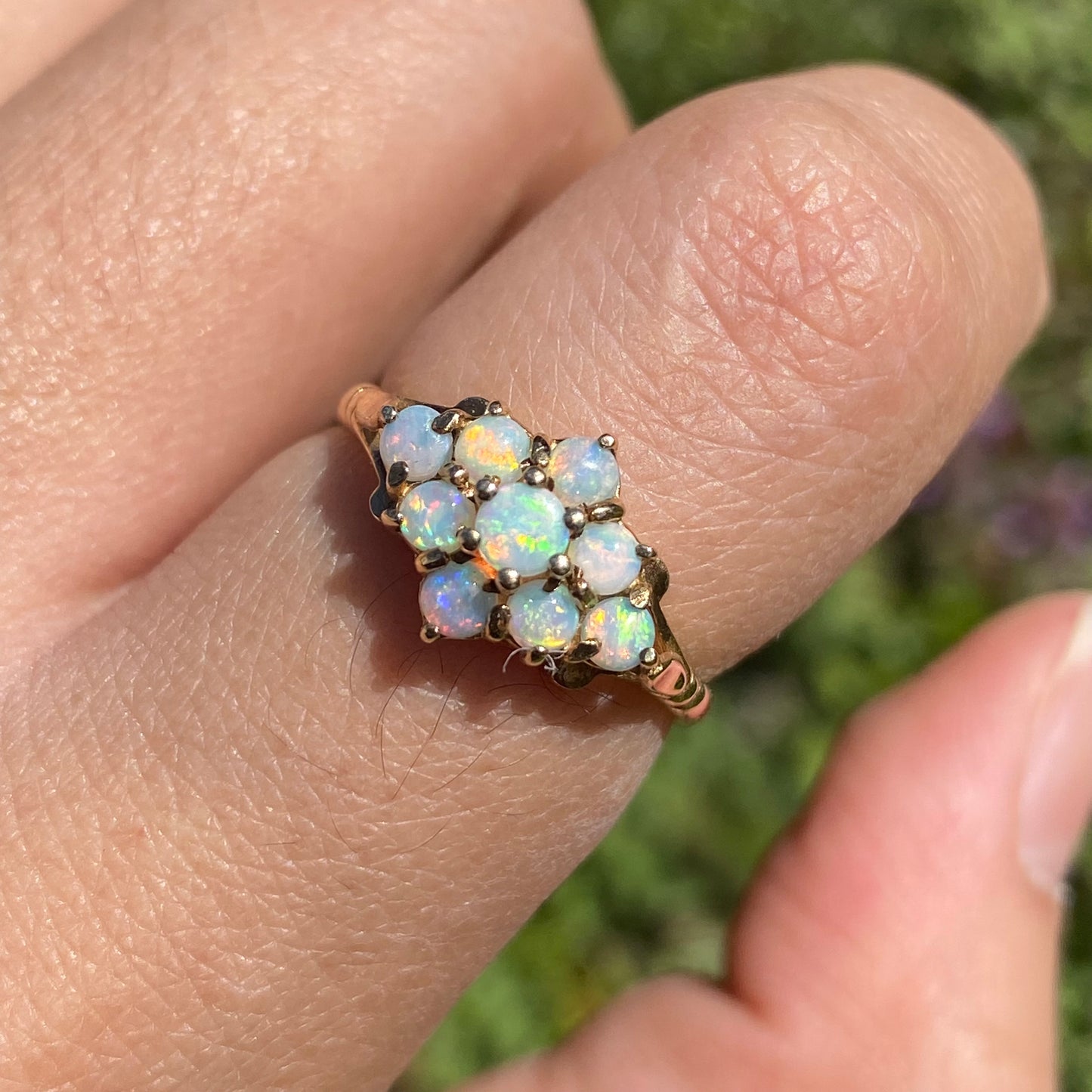 Vintage gold opal cluster ring