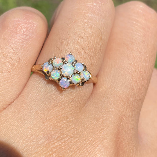 Vintage gold opal cluster ring