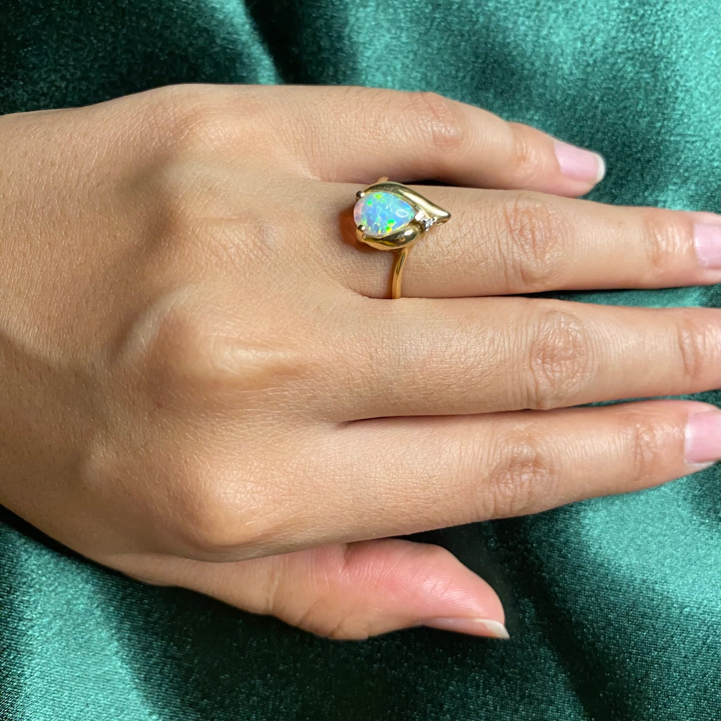 Simple pear opal ring