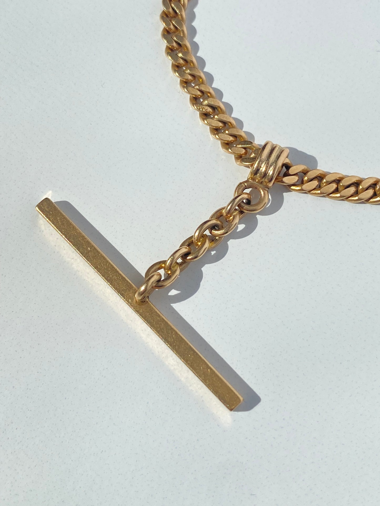 Antique gold watch chain with T-bar