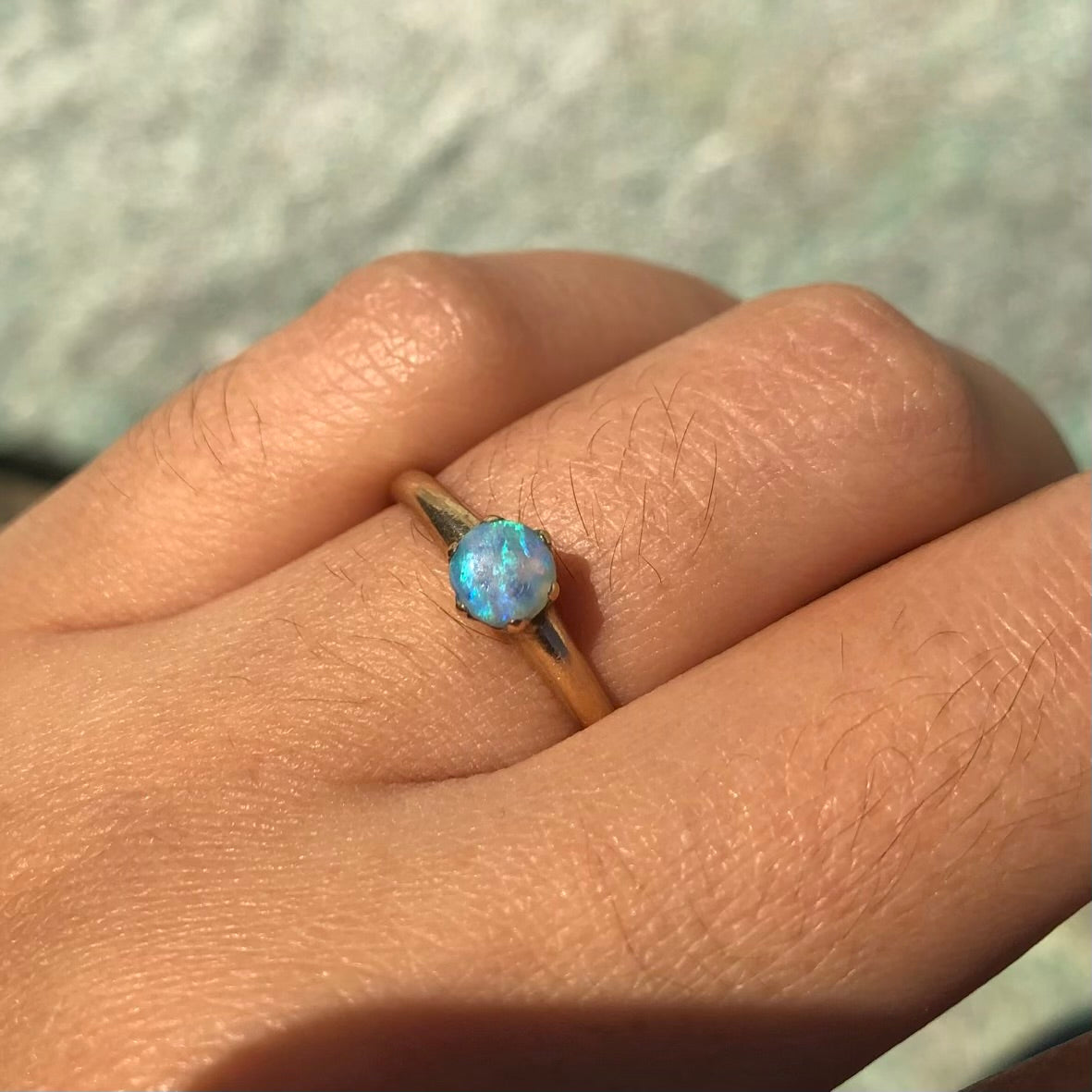 Opal solitaire ring