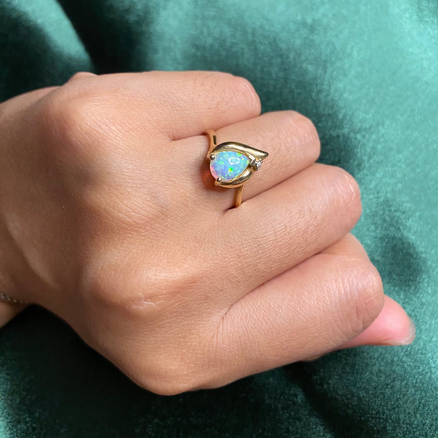 Simple pear opal ring