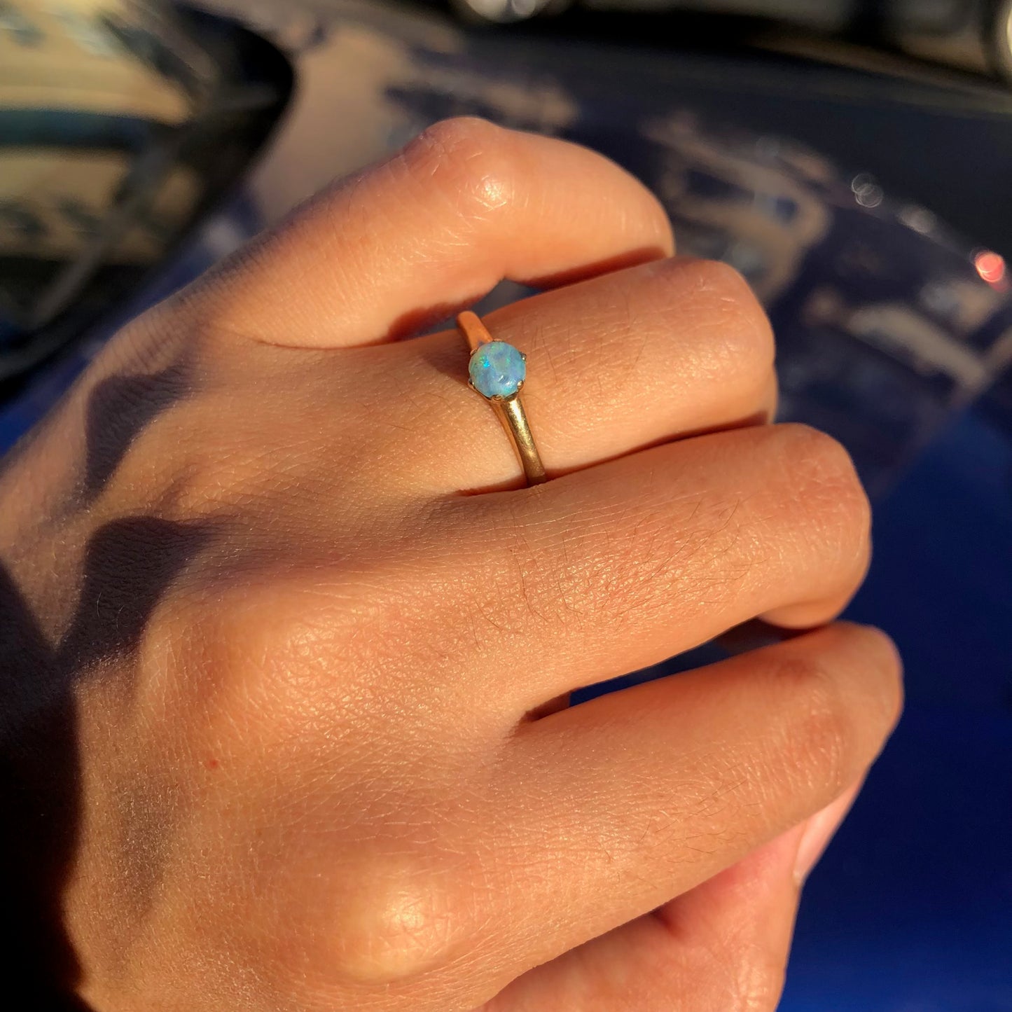 Opal solitaire ring