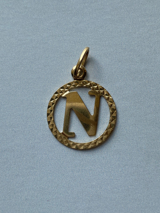 18K Letter N charm